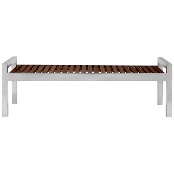 5' Espresso Wood and Stainless Steel Indoor / Outdoor Bench
