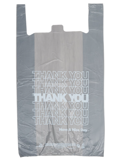 18" x 8" x 32" Extra Large Gray Medium-Duty T-Shirt "Thank You" Bag