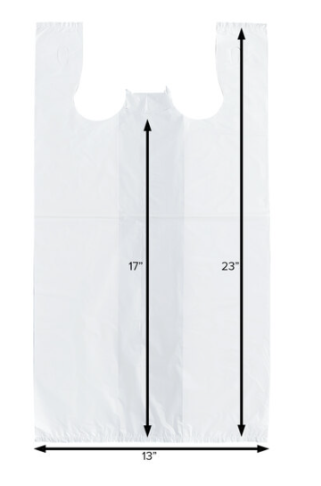 13" x 10" x 23" .551 Mil White Large Medium-Duty T-Shirt Bag