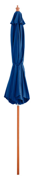 9' Royal Blue Pulley Lift Wood Umbrella