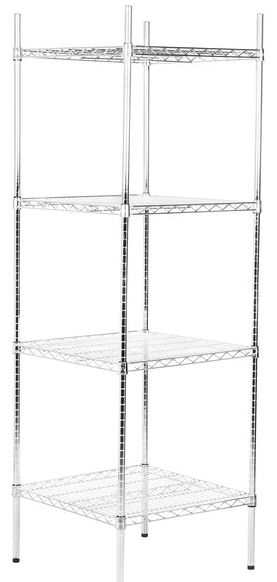 24" Wide NSF Chrome Wire 4-Shelf Kit with 74" Posts