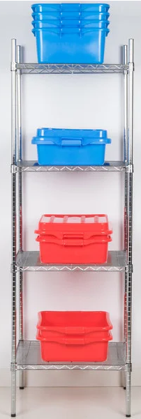 24" Wide NSF Chrome Wire 4-Shelf Kit with 74" Posts