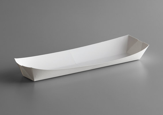11" x 3 3/4" x 1 3/8" White Paper Hot Dog Tray