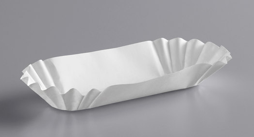 6" White Paper Fluted Hot Dog Tray