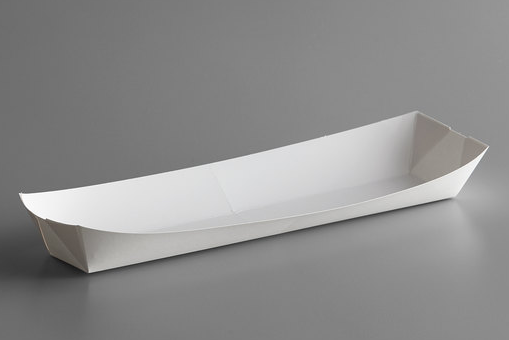11" x 3 3/4" x 1 3/8" White Paper Hot Dog Tray