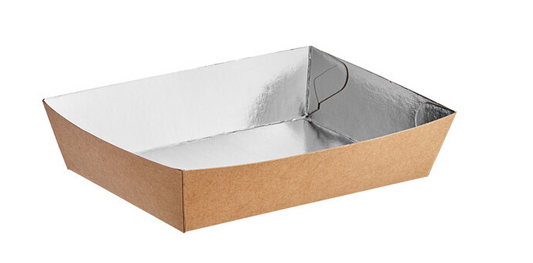 8 lb. Large Foiled Paper Food Tray 6 5/16" x 4 5/16" x 1 5/8"