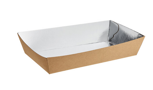 3 lb. Medium Foiled Paper Food Tray 6 1/8" x 3 5/16" x 1 7/16"