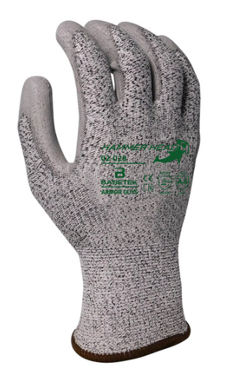 Level A4 HDPE Gloves with Gray Polyurethane Palm Coating