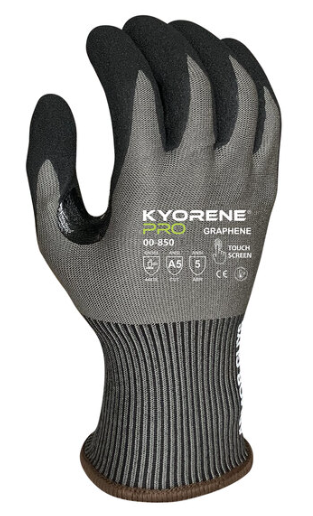 A5 Graphene Gloves with Black HCT Microfoam Nitrile Palm Coating and Black Cuff