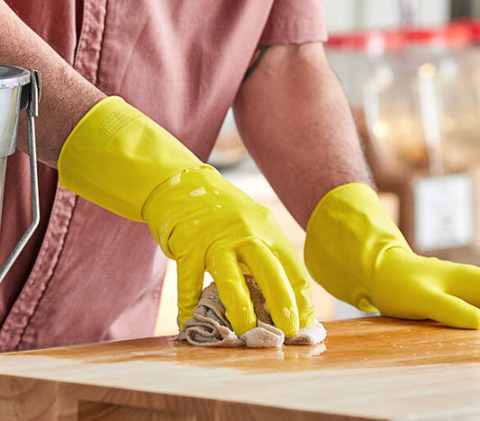 13" Yellow 15 Mil Latex Rubber Gloves with Flock Lining -12/Pack