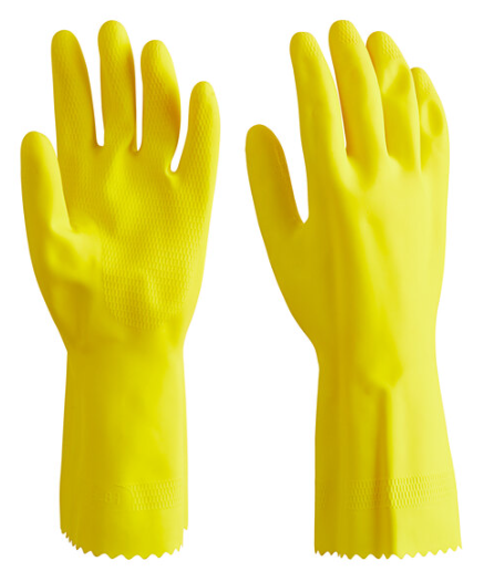 12" Yellow 18 Mil Latex Rubber Gloves with Flock Lining - 12/Pack