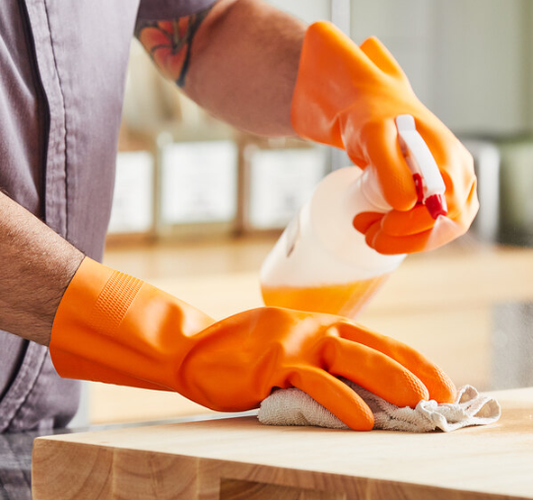 12" Orange 28 Mil Neoprene / Latex Gloves with Flock Lining - 12/Pack