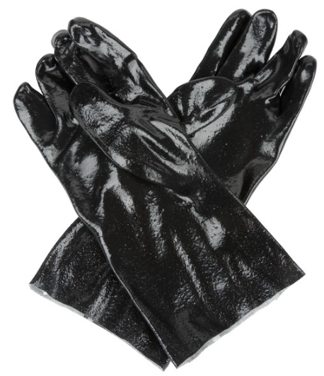PVC Black Large 14" Rough Gloves with Interlock Lining - 12/Pack