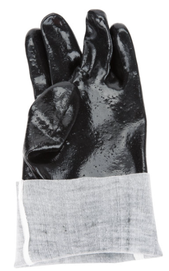 PVC Black Large 14" Rough Gloves with Interlock Lining - 12/Pack