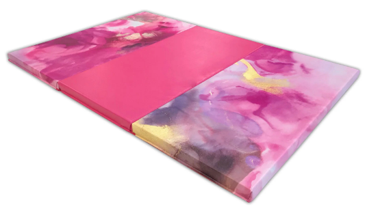 PINK WATERCOLOR 4' X 6' X 2" INTERMEDIATE LEVEL FOLDING GYMNASTICS MAT