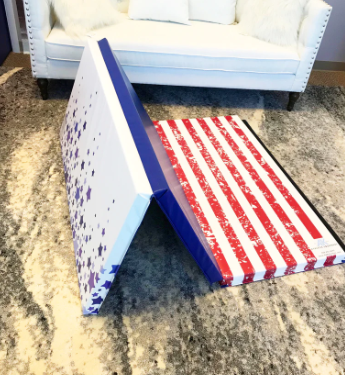 RED WHITE AND BLUE 4' X 6' X 2" INTERMEDIATE LEVEL FOLDING GYMNASTICS MAT