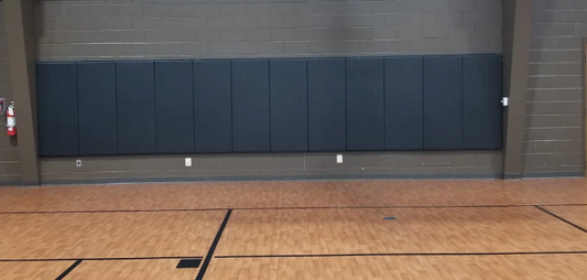 CUSTOM WOOD BACKED GYM WALL PADDING PANELS 2' X 4'