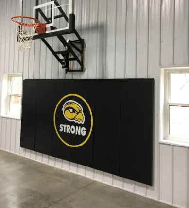 CUSTOM WOOD BACKED GYM WALL PADDING PANELS 2' X 5'