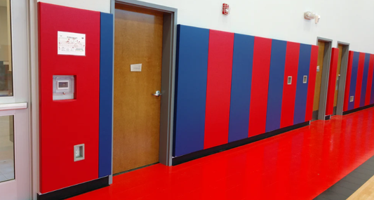 CUSTOM WOOD BACKED GYM WALL PADDING PANELS 2' X 6'