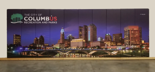 PRINTED CUSTOM WOOD BACKED GYM WALL PADDING PANELS 2' X 6'