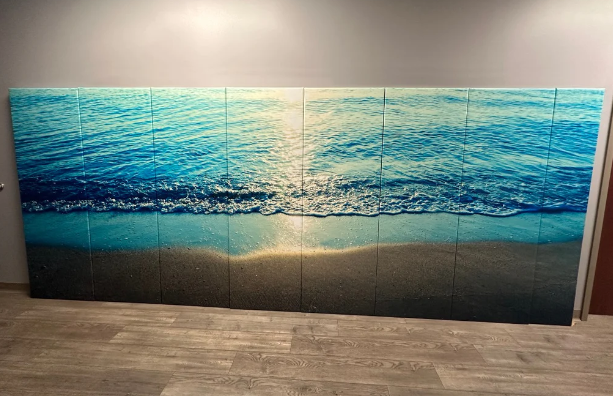 PRINTED CUSTOM WOOD BACKED GYM WALL PADDING PANELS 2' X 6'