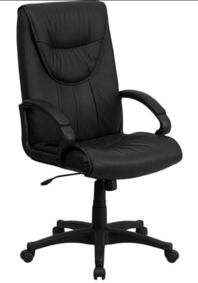 Black Leather Executive Swivel Office Chair with Leather Padded Polyurethane Arms