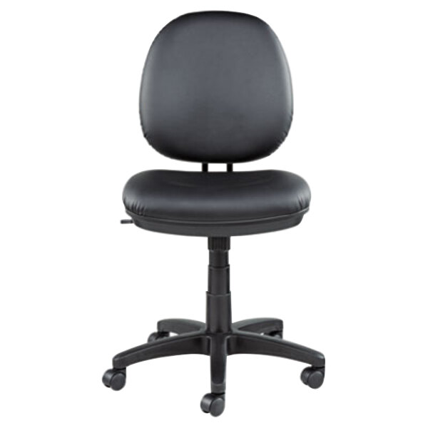 Interval Black Leather Office Chair with Black Swivel Nylon Base