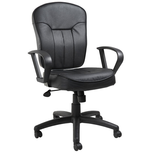 Black LeatherPlus Task Chair with Loop Arms