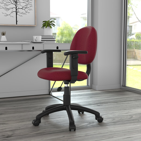 Burgundy Tweed Perfect Posture Deluxe Office Task Chair with Adjustable Arms