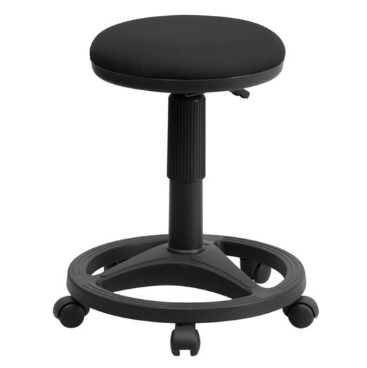 Flash Furniture Frakes Black Fabric Ergonomic Stool with Foot Ring