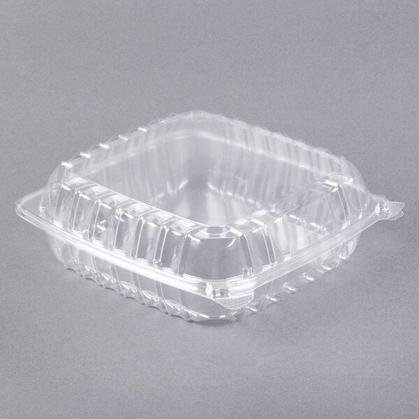 9" x 9 1/2" x 3" Hinged Lid Plastic Container