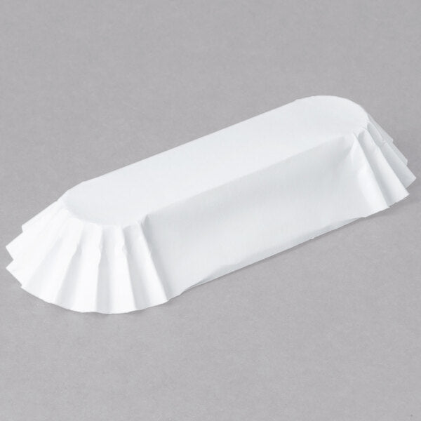 6" White Paper Fluted Hot Dog Tray