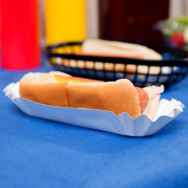 6" White Paper Fluted Hot Dog Tray