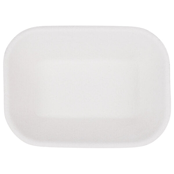 7 1/2" x 5 1/2" White Molded Fiber / Pulp Rectangular Food Tray