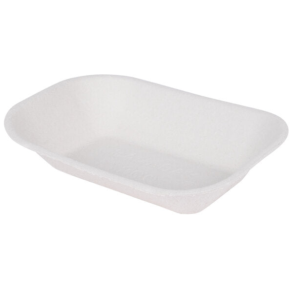 7 1/2" x 5 1/2" White Molded Fiber / Pulp Rectangular Food Tray