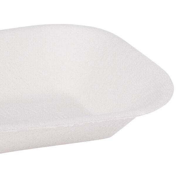 7 1/2" x 5 1/2" White Molded Fiber / Pulp Rectangular Food Tray