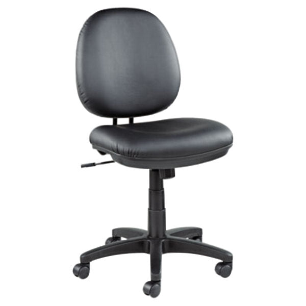 Interval Black Leather Office Chair with Black Swivel Nylon Base