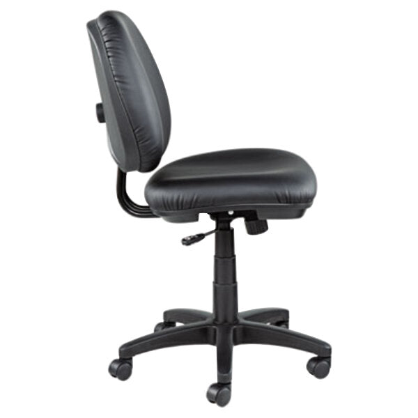 Interval Black Leather Office Chair with Black Swivel Nylon Base