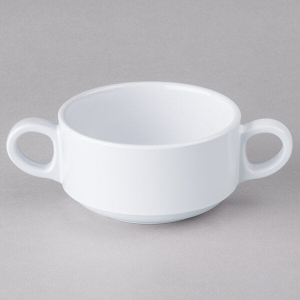 10.2 oz. White Two Handle Melamine Cup - 6/Case