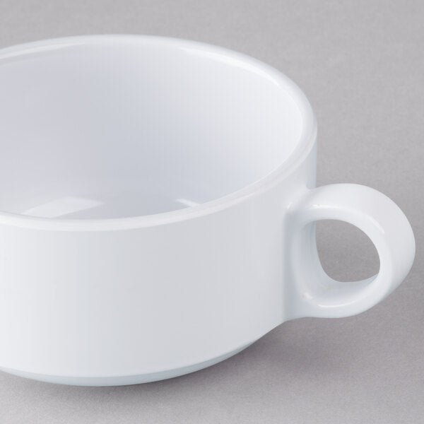 10.2 oz. White Two Handle Melamine Cup - 6/Case