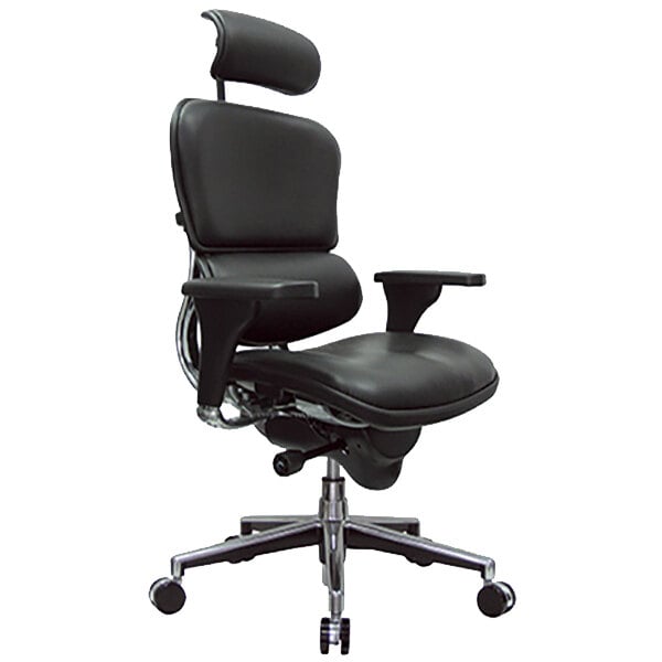 Black Leather High Back Swivel Office Chair