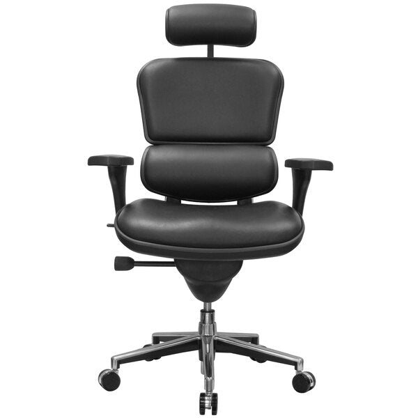 Black Leather High Back Swivel Office Chair