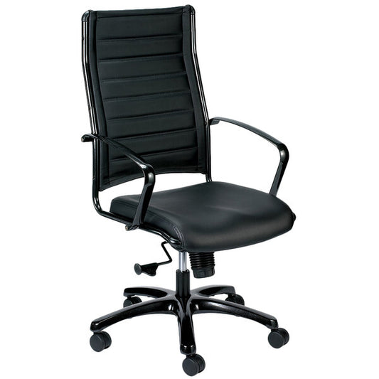 Black Leather High Back Swivel Office Chair