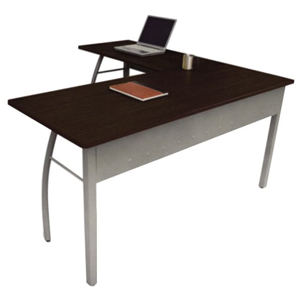 Gray L-Shaped Desk - 59 1/8" x 59 1/8" x 29 1/2"