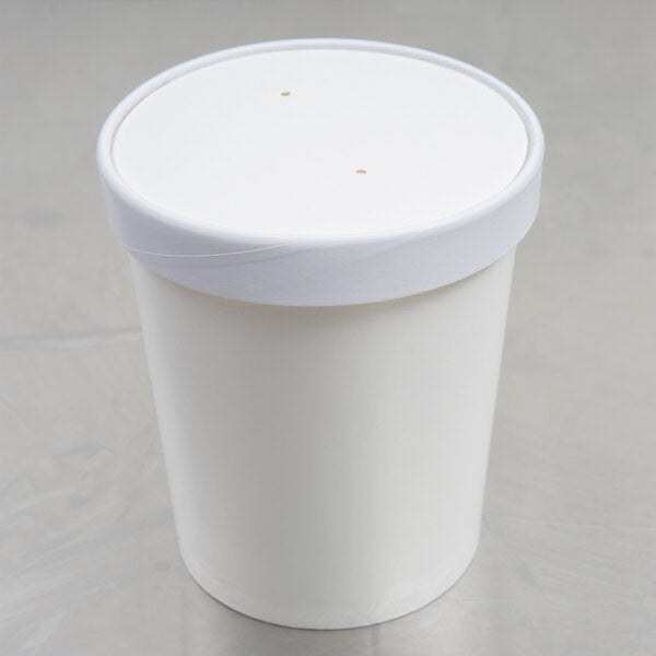 32 oz. White Paper Soup / Hot Food Cup Vented Lid