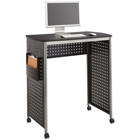 Stand-Up Black / Silver Mobile Computer Desk - 39 1/2" x 23" x 42"