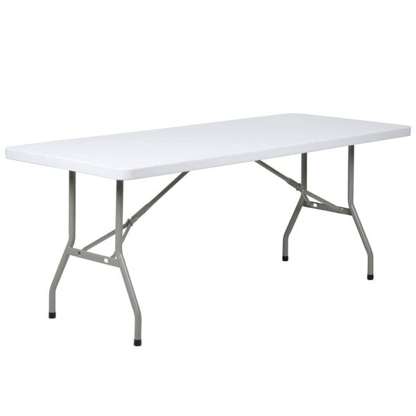 30" x 72" Heavy-Duty Granite White Plastic Folding Table