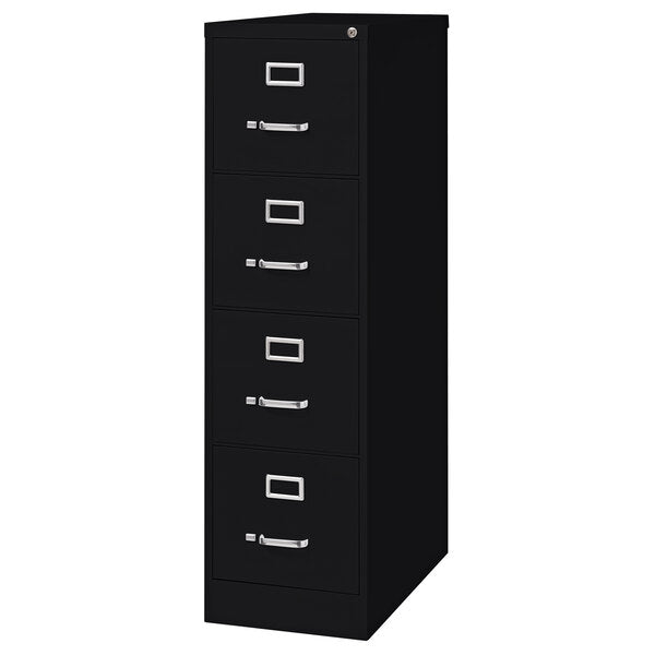 Black Four-Drawer Vertical Letter File Cabinet - 15" x 26 1/2" x 52"