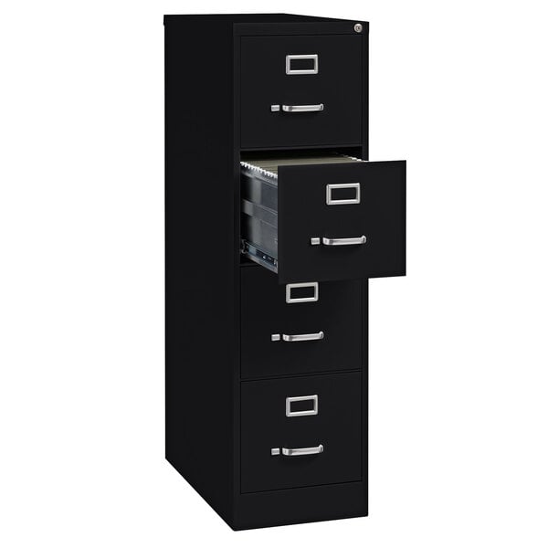 Black Four-Drawer Vertical Letter File Cabinet - 15" x 26 1/2" x 52"