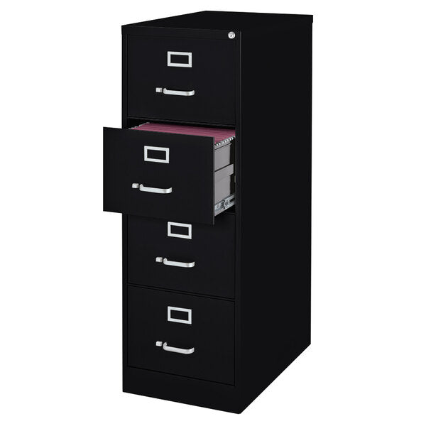 Black Four-Drawer Vertical Legal File Cabinet - 18" x 26 1/2" x 52"